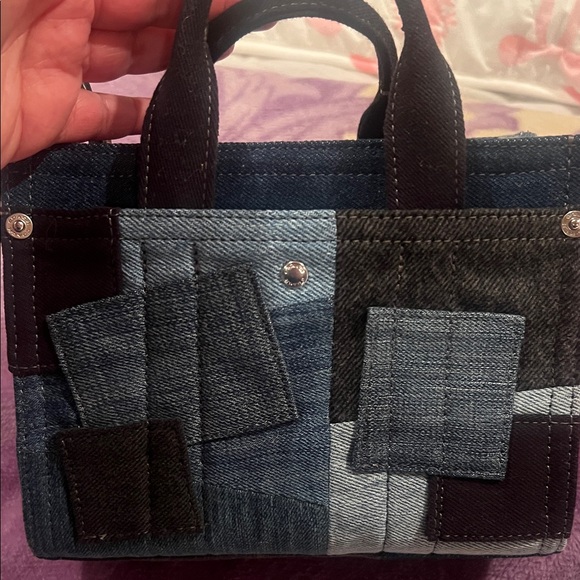 Coach Blue and Black Patchwork Tote - Picture 4 of 5